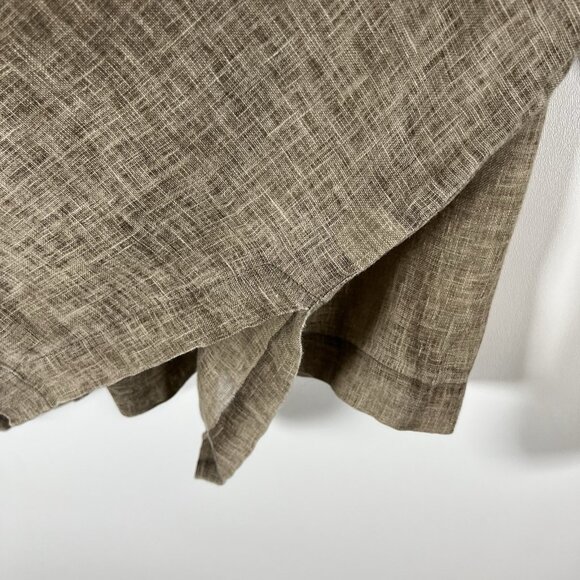 Blanque Size 1 Medium Brown Linen Long‎ Sleeve Oversized Top Button Lagenlook - Picture 6 of 8